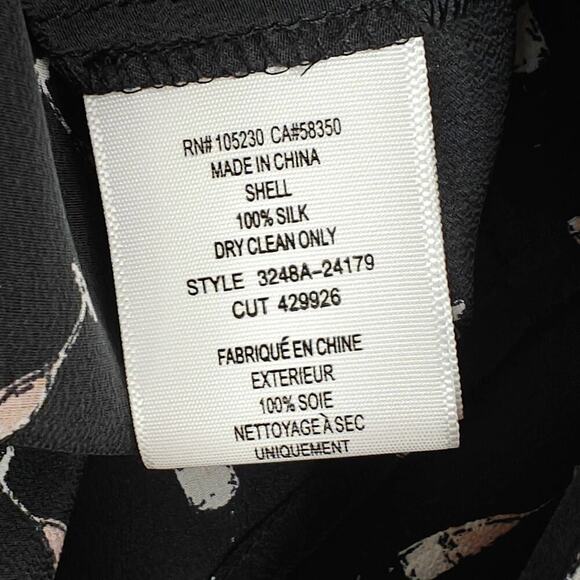 Joie Purine Champagne Flute Blouse Top Size Large Black Silk V-Neck L/S NWT - Picture 10 of 10